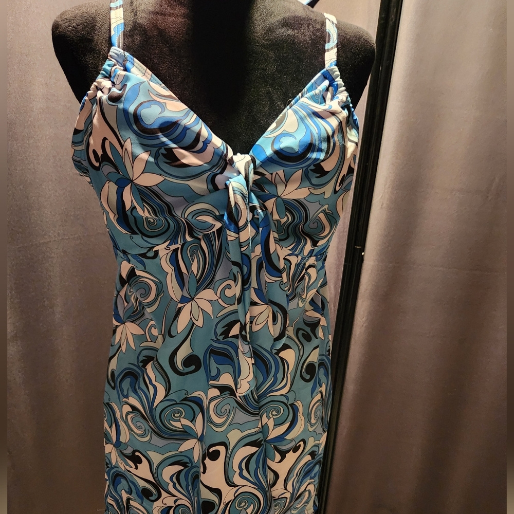 Blue Swirl Patterned Women's Swimdress